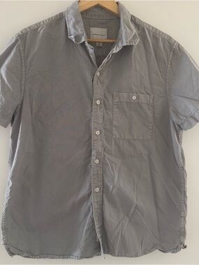 American Eagle Outfitters Men’s Short-Sleeve Button-Down Shirt - Light Gray
